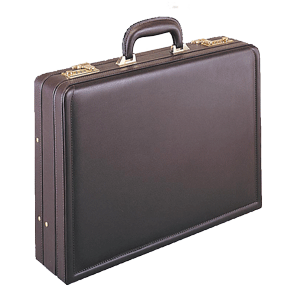 brown full grain leather expandable attache case