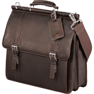 brown leather dowel top computer bag