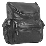 large black leather computer backpack
