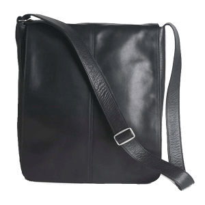 black leather European messenger bag