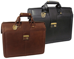 brown and dark brown leather executive briefcases