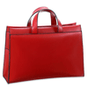 red Italian leather top zippered briefcase