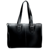 black leather business tote