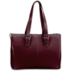laptop-compatible business tote in cherry-colored Italian leather
