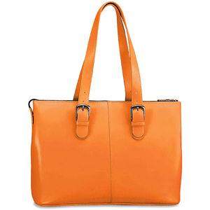 orange Italian leather business tote