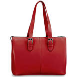 red Italian leather business tote