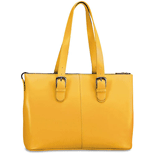 yellow Italian leather business tote
