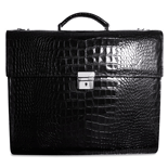 black crocodile grain Italian leather brief bag