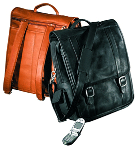 black and tan leather convertible laptop backpacks