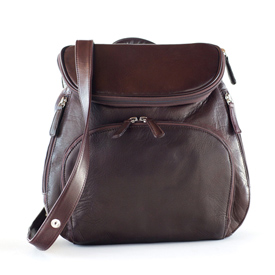 brandy colored leather backpack