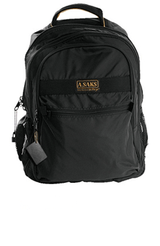black nylon expandable laptop backpack