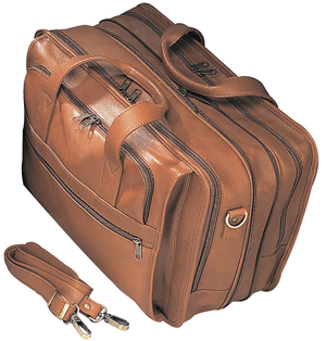 cognac-colored leather expandable briefcase