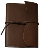 british tan leather journal with wrap tie