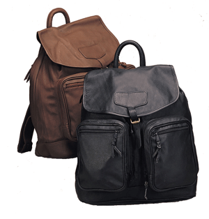 black and brown pigskin backpacks