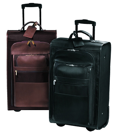 Leather and Nylon Suitcase on Wheels