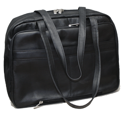 black leather woman's shoulder laptop briefbag